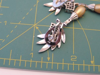 975 Fine Silver Golden Pearl CZ Dangle Omega Back Pierced Earrings 1b 71