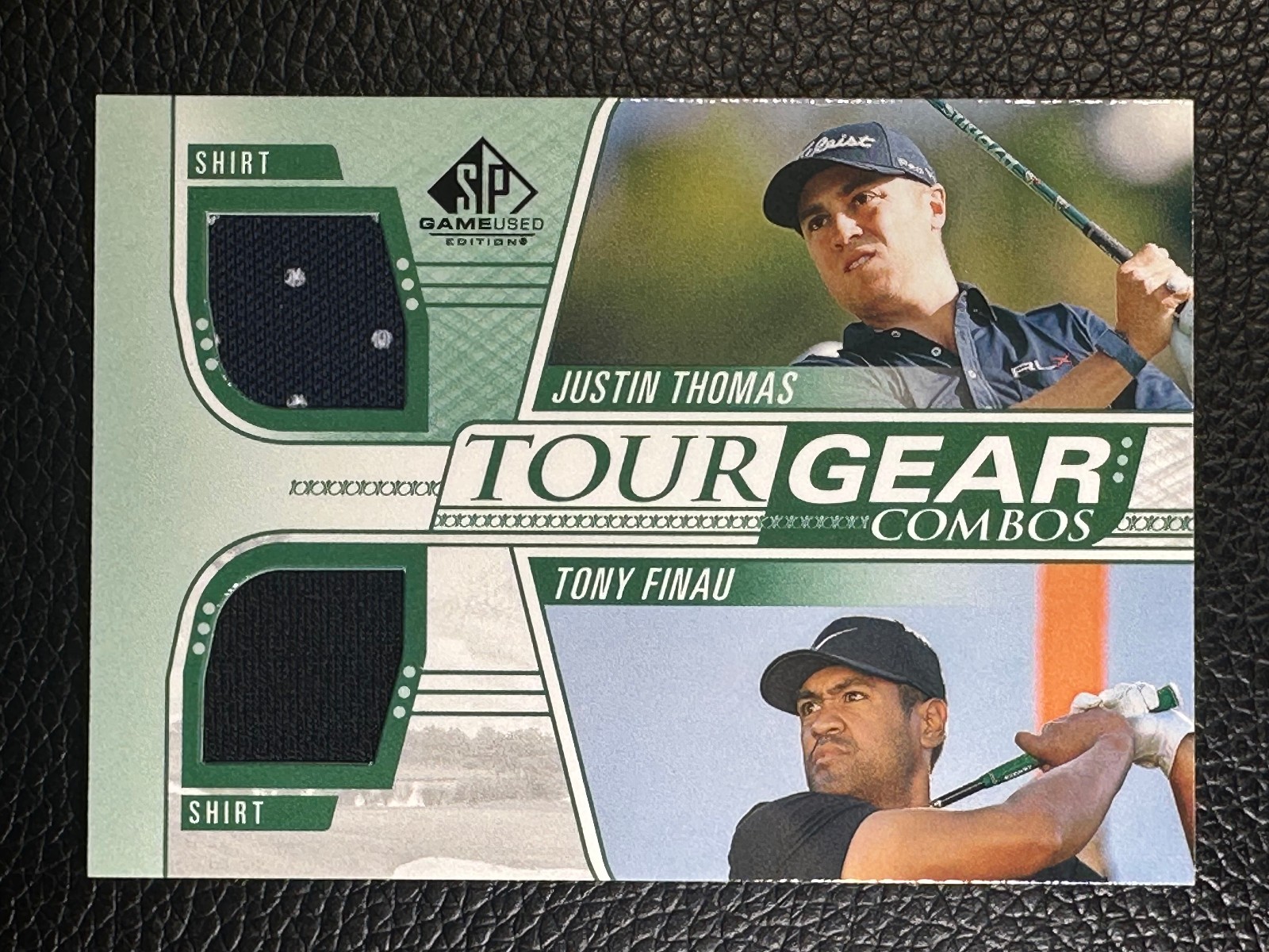 2021 Upper Deck SP Game Used Gold Tour Gear Tony Finau Justin Thomas Shirt