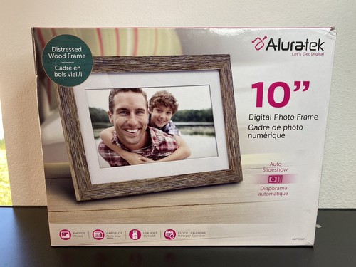 Aluratek ADPFD10F 10-inch Distressed Wood Digital Photo Frame