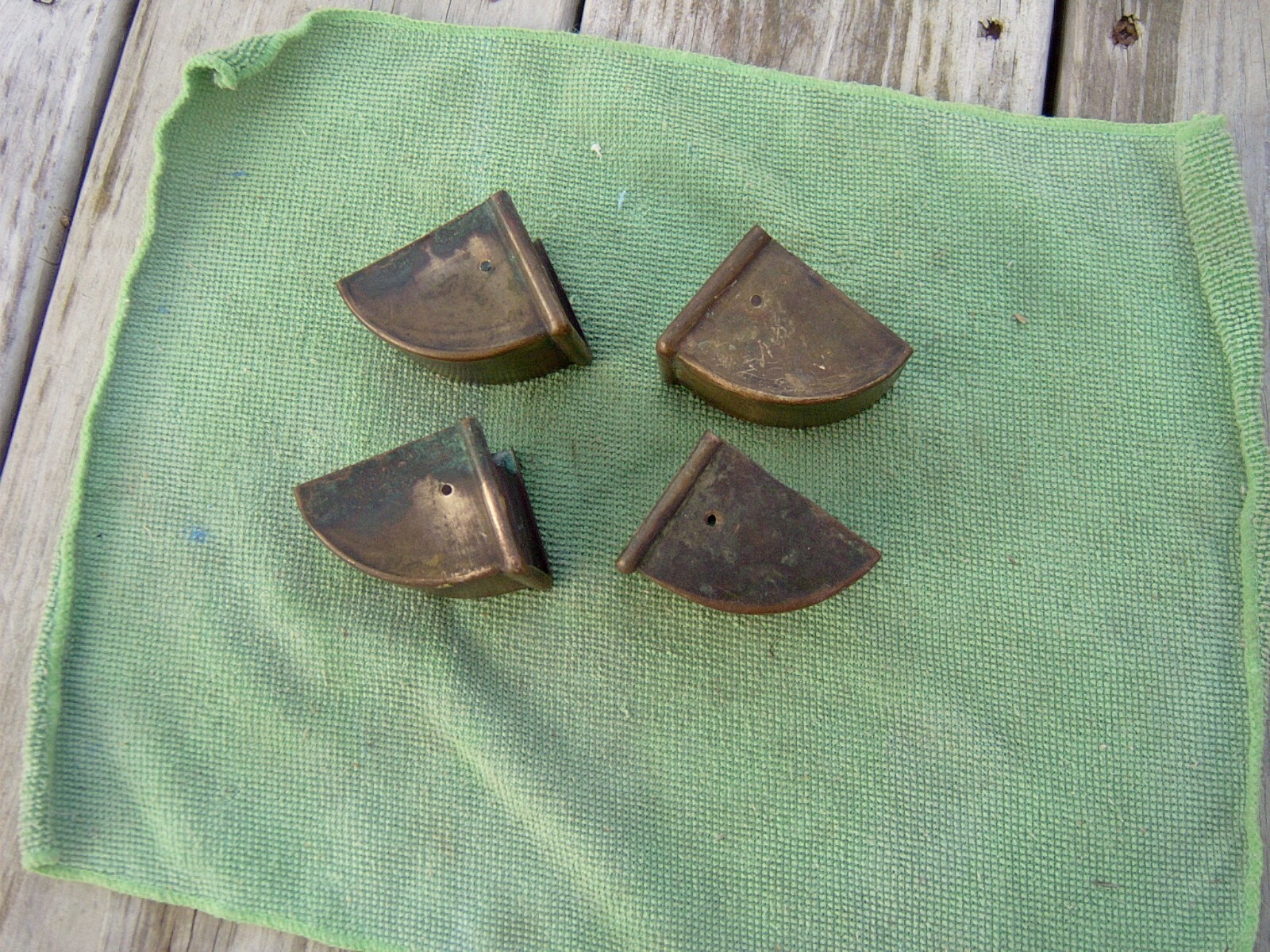 4 ANTIQUE SOLID BRASS TABLE LEG/FEET COVERS-2