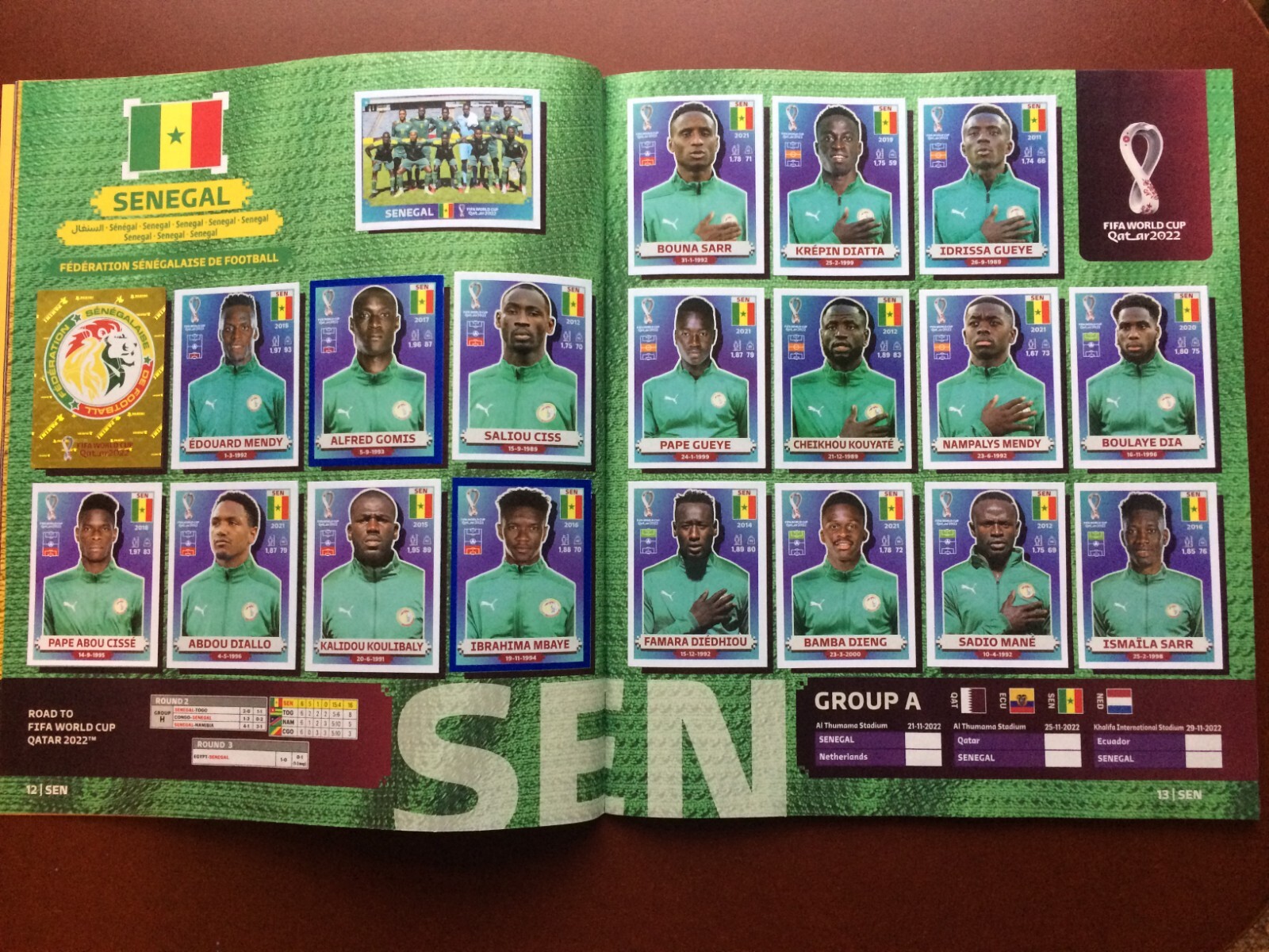 Panini Fifa World Cup album Qatar 2022 Original Senegal team Panini Fifa World Cup album Qatar 2022 Original Senegal team