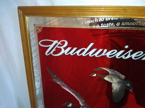 LARGE BUDWEISER BEER CANADIAN GEESE MIRROR-RARE BAR WILDLIFE MIRROR-NICE!