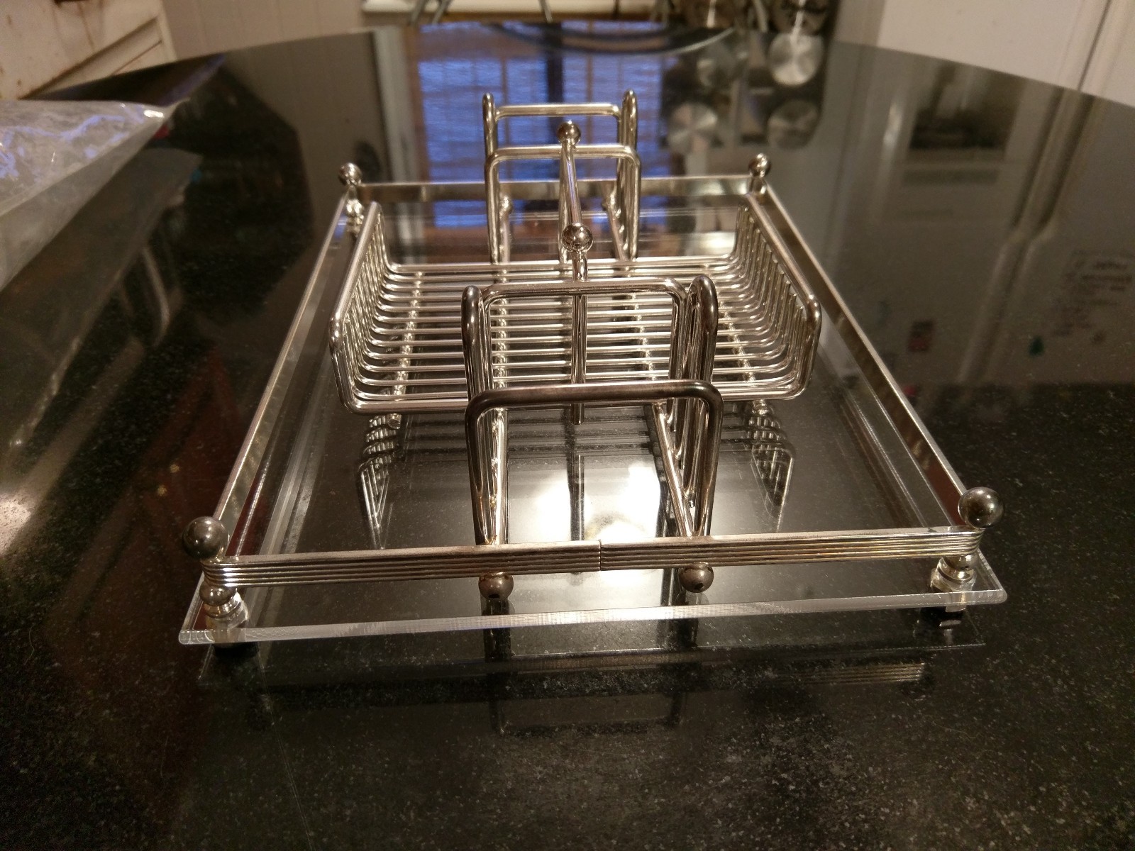 Gorgeous Silverplate and Acrylic Condiment Center Piece Tray