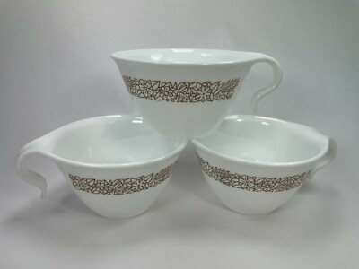 Corelle by Corning Ware 3 Cups Retired Floral Gold Pattern Hook Handle Mug C21