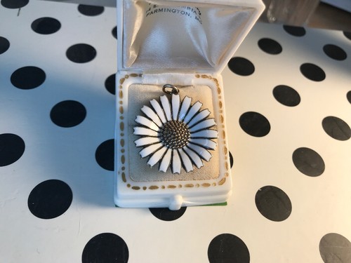 Vintage Anton Michelson Sterling Enameled Daisy Pendant Denmark
