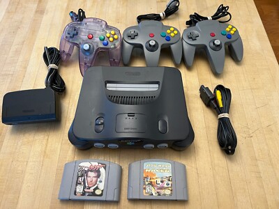 Nintendo 64 N64 Console System Lot (2) Games, (3) Controllers  Bundle Goldeneye
