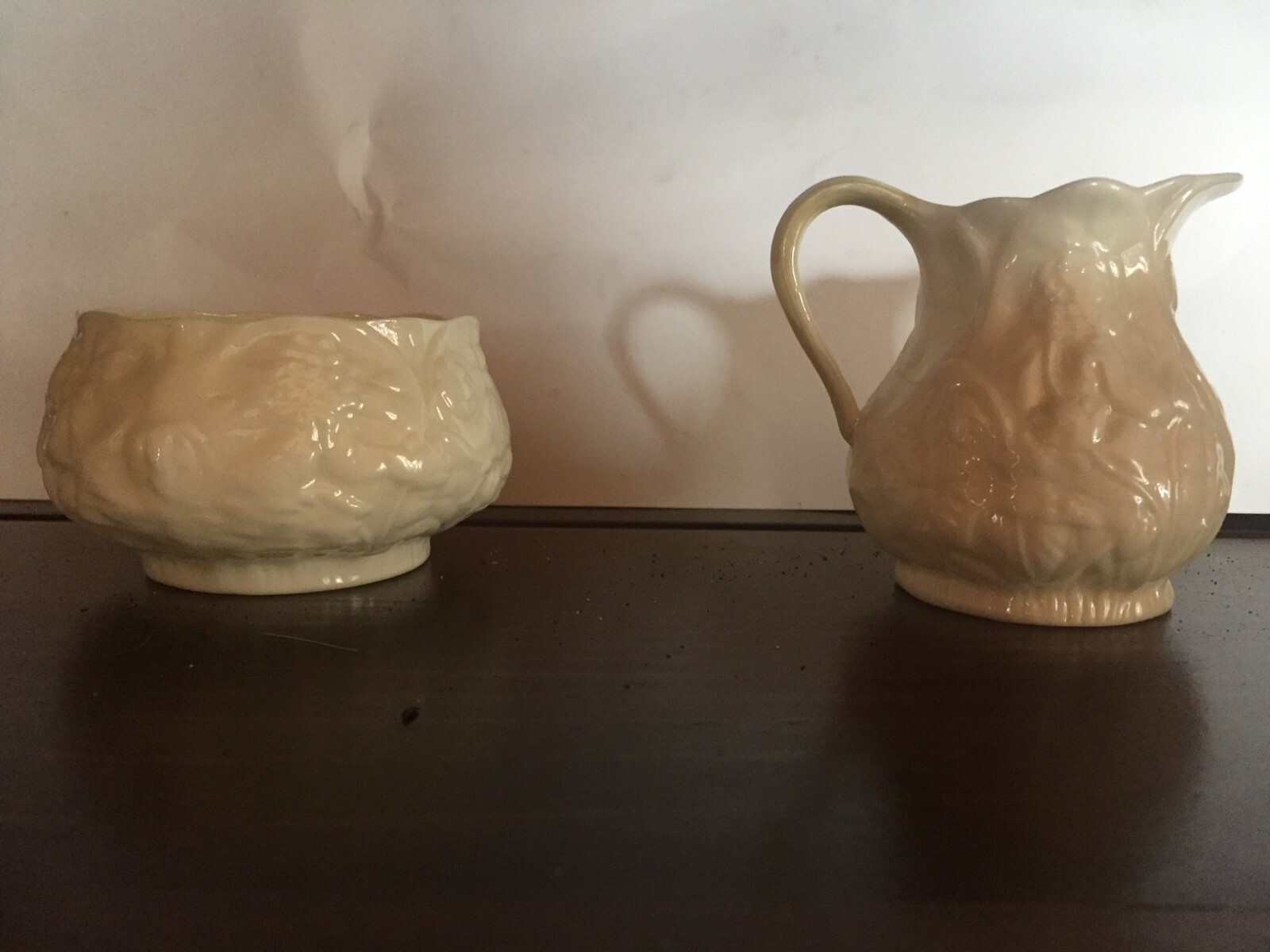 Belleek Green Mark Cream and Sugar Ireland  Reg.No. 0857