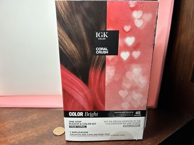 IGK COLOR BRIGHT Coral Crush 1 Step Bleach & Color Kit 1 Application NIB SEALED