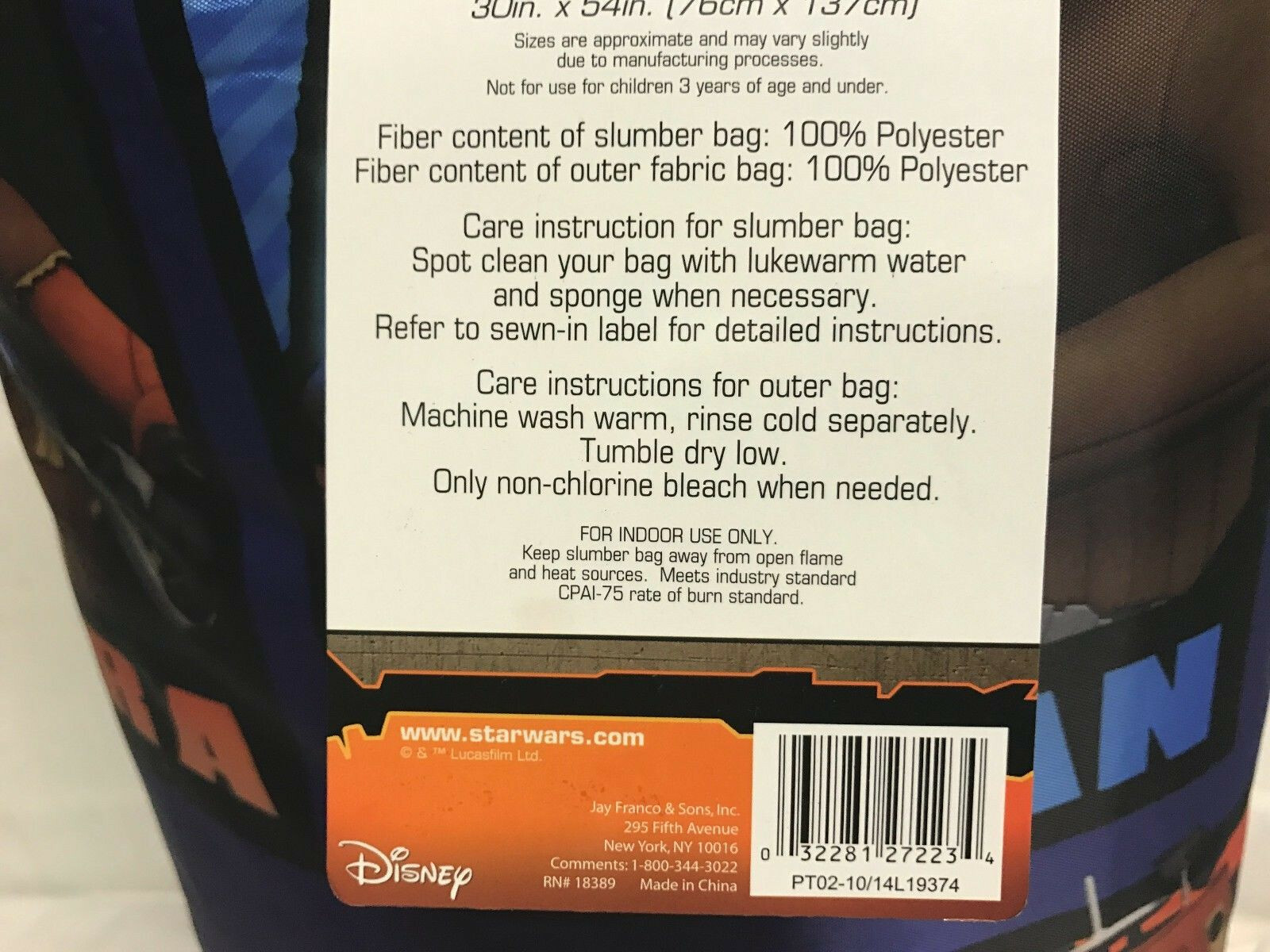 DISNEY ~ STAR WARS REBELS SLUMBER BAG WITH BONUS BACKPACK 30 IN X 54 IN