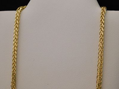 Pre-owned Bracelet 10k Yellow Gold Mans Wheat Foxtail Chain Hollow 7.5 Gram 22" Inch 3mm Unisex