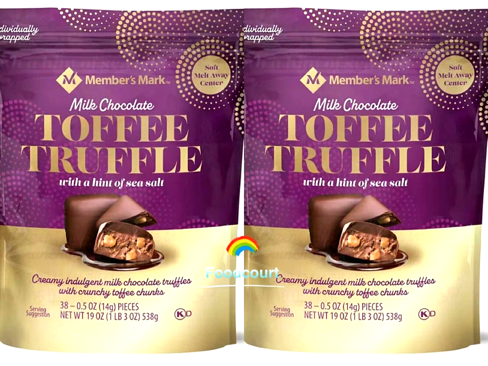 2 Packs Member's Mark Milk Chocolate Toffee Truffle with Sea Salt 19oz Each Pack