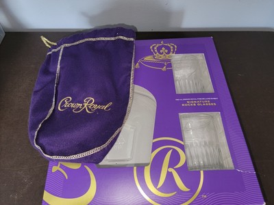Set of 2 Crown Royal Whiskey Glasses Ribbed Base 8 fl oz 3 1/2'' tall NEW