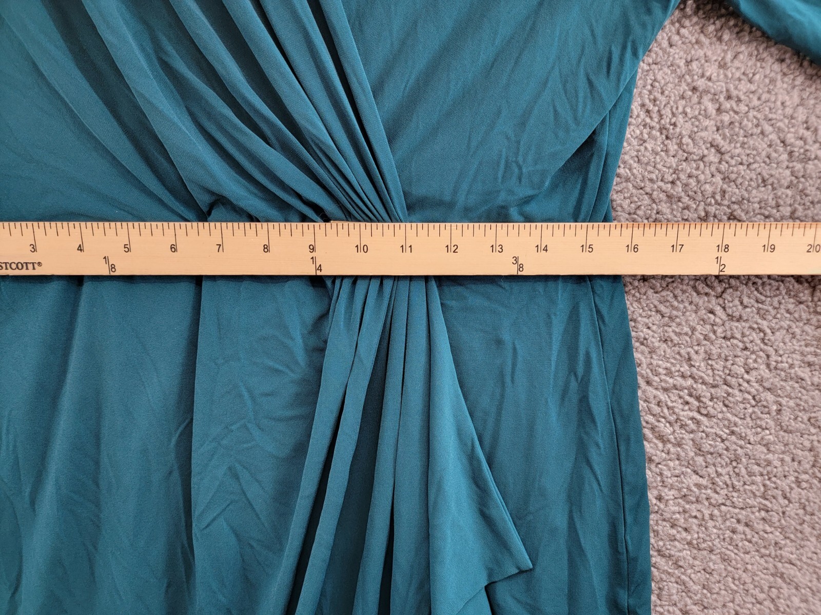 Charter Club Faux-Wrap Dress Women's L Deep Pine Surplice Neck 3/4 Sleeve - Picture 7 of 16