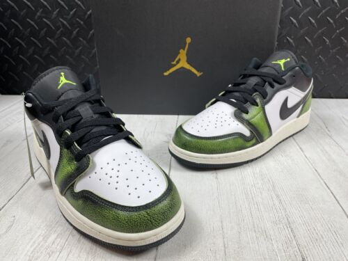 Size 7Y-New Nike Air Jordan 1 Low SE GS Black Electric Green Size 7Y-New Nike Air Jordan 1 Low SE GS Black Electric Green