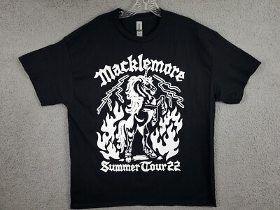 Macklemore Summer Tour 2022 Concert T-shirt Adult Sz XL Black Hip Hop Two Sided