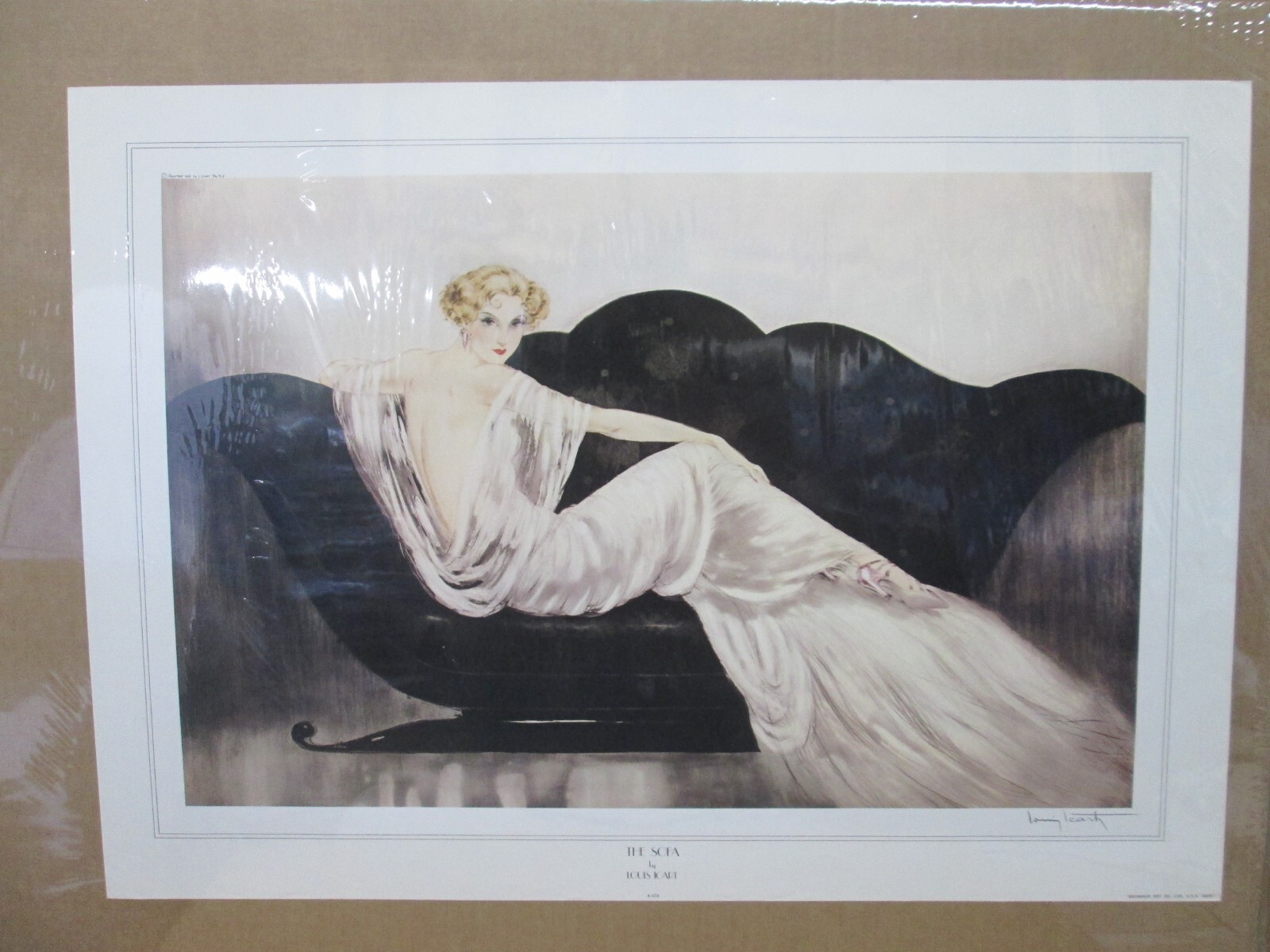 The Sofa by Louis Icart 1974 Vintage poster art deco art