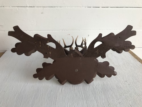 Vintage Coo Coo Clock Part Deer Head Antlers Clock Topper Wooden Black Forest ?