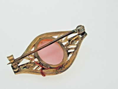 ESTATE 1890'S ANTIQUE VICTORIAN GOLD FILLED CAMEO BROOCH PIN