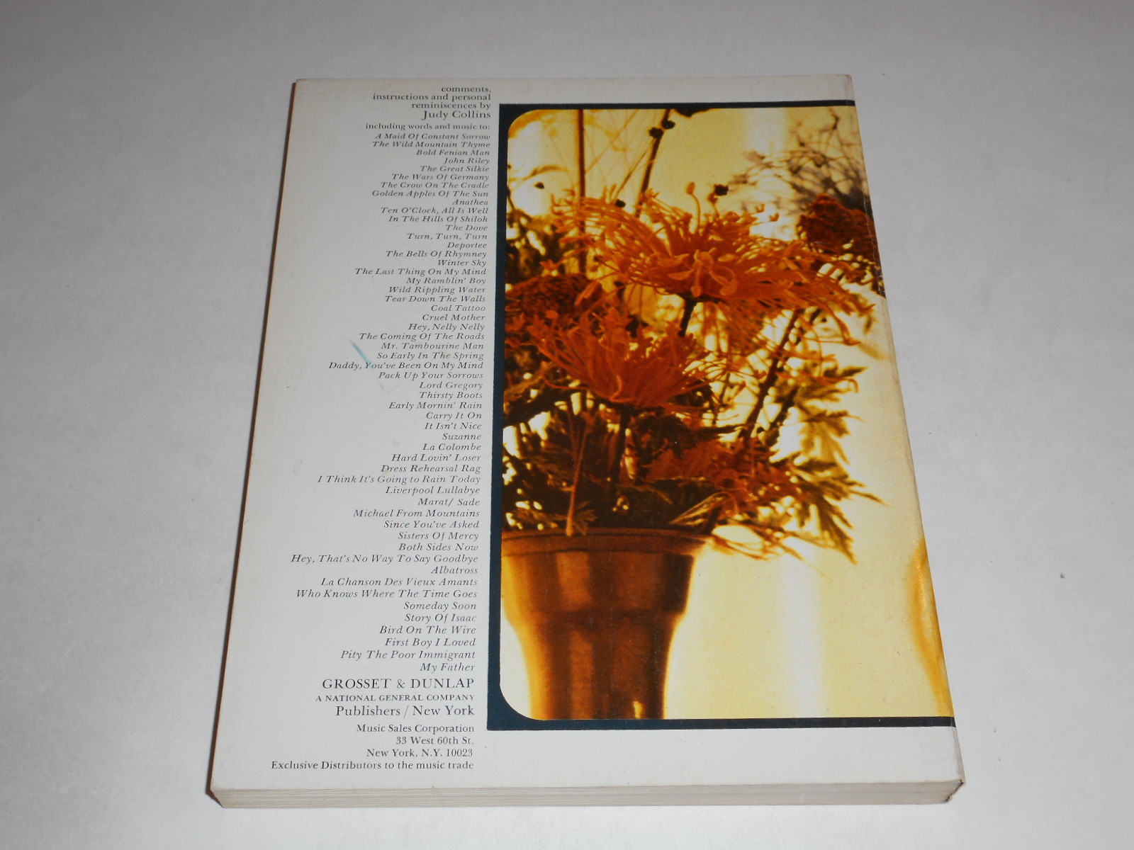The Judy Collins Songbook 1970 Sheet Music,Autobiography,Tour Stories