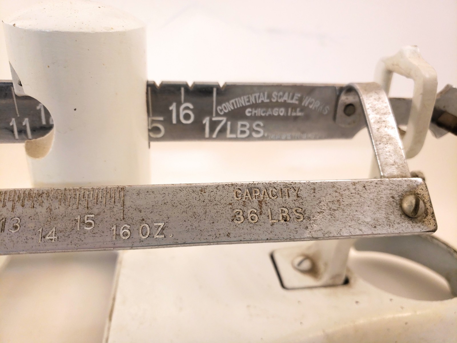 Antique Continental Scale Works Balance Beam Slide Scale Vet Pediatrician White