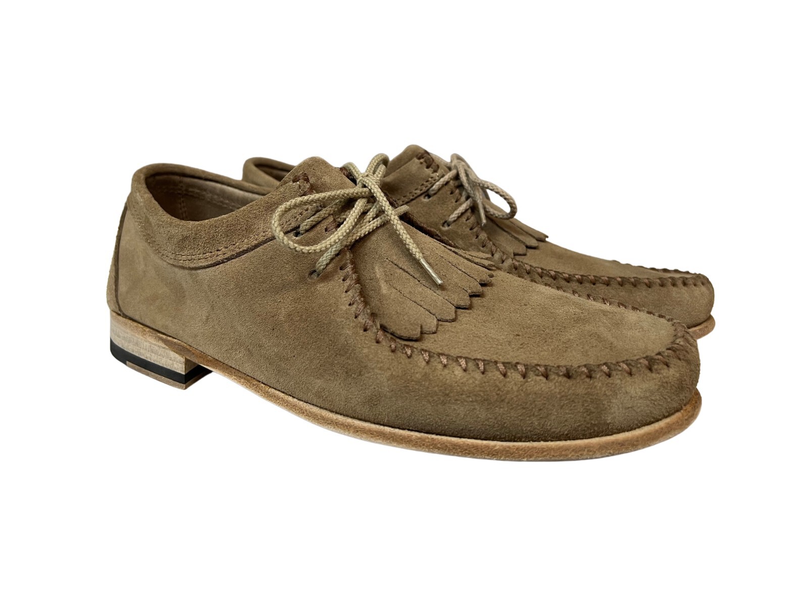 Pre-owned Paraboot Icon Lab Men's Unlined Beige Suede Shoe  Fringe Leather Made In Ita