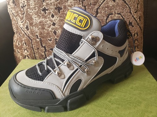 GUCCI Flashtrek SEGA Grey Fabric Men Sz 6 UK/8.5 - 9 US