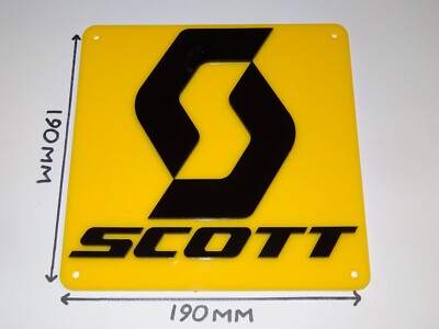 Scott Road Bike. Scott Cycling Acrylic Sign Yellow & Black 190 x 190mm.