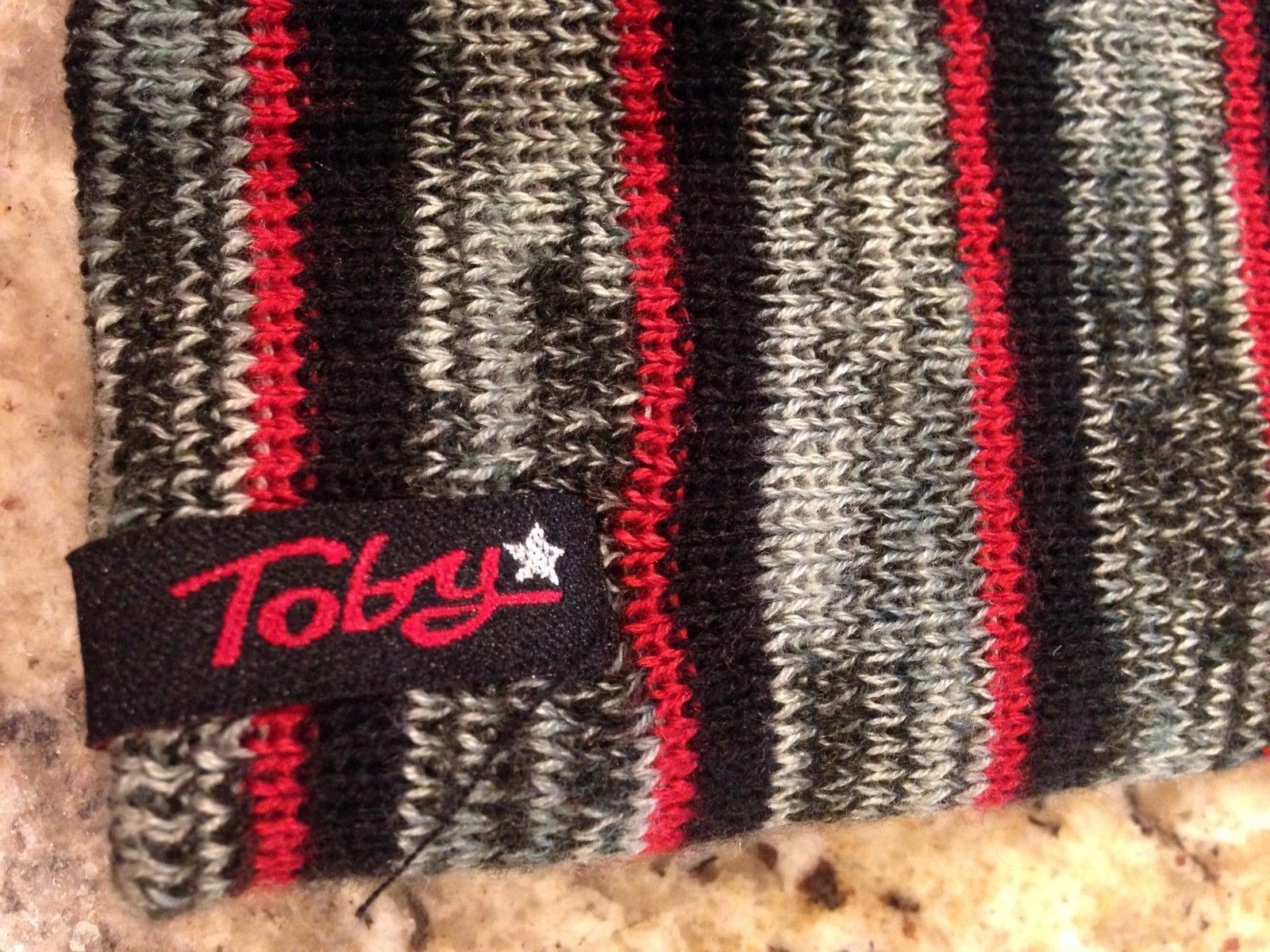 Toby N Me Adult Reversible Black/Red/Gray  Stripe Cowl Scarf