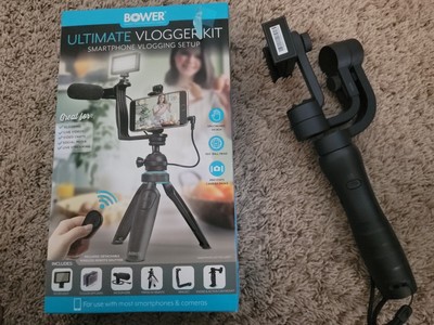Bower Smart Gimbal Mobile Stabilizer & Ultimate Vlogger Kit W/ Mic, Remote, Led