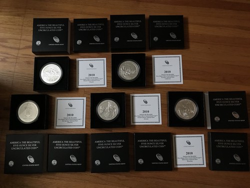2010-P AMERICA THE BEAUTIFUL 5 OZ COIN SET .999 PURE SILVER