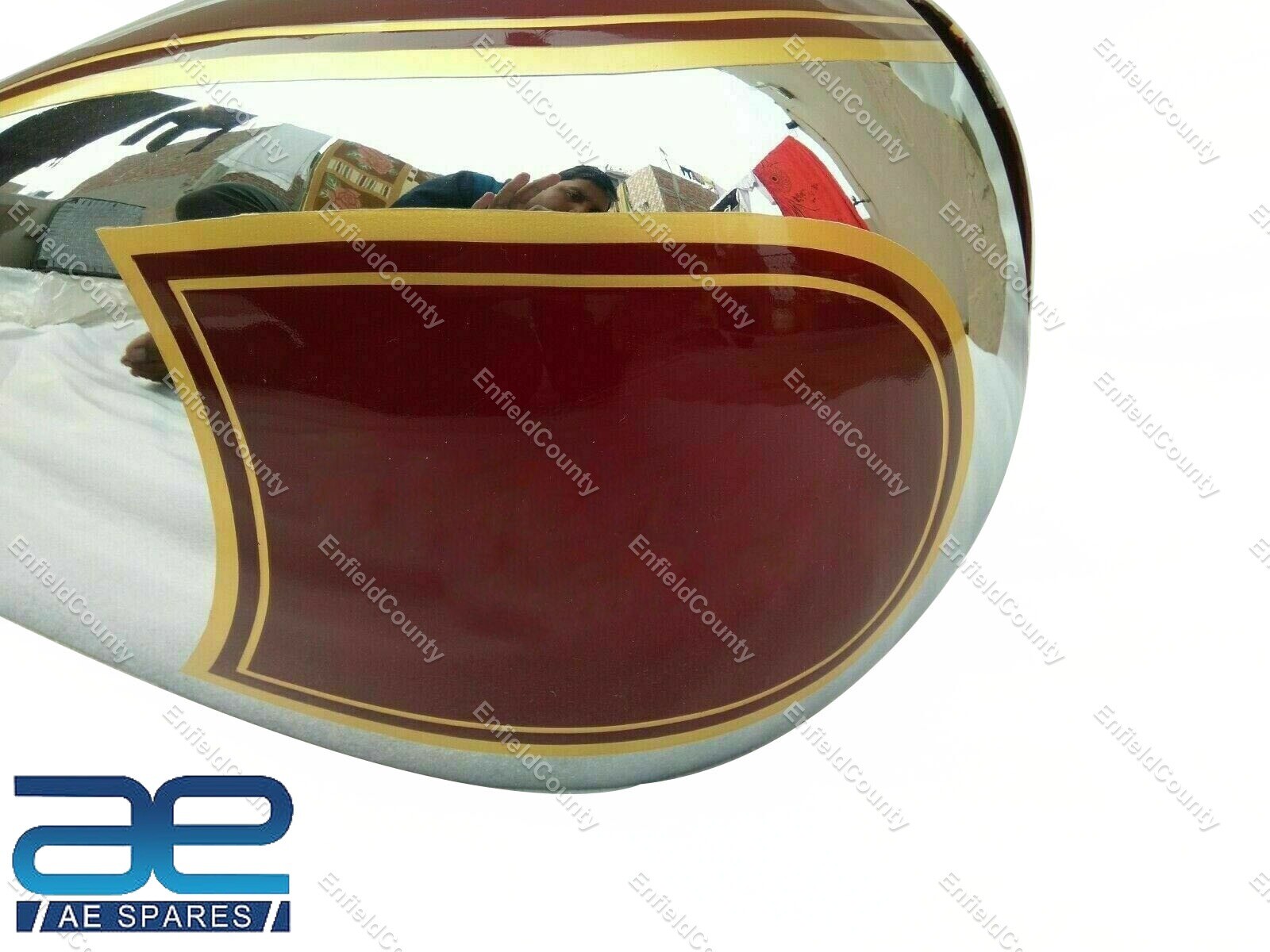 For Royal Enfield J,G Models 1946 Chrome & Red Painted Gas Fuel Petrol Tank  