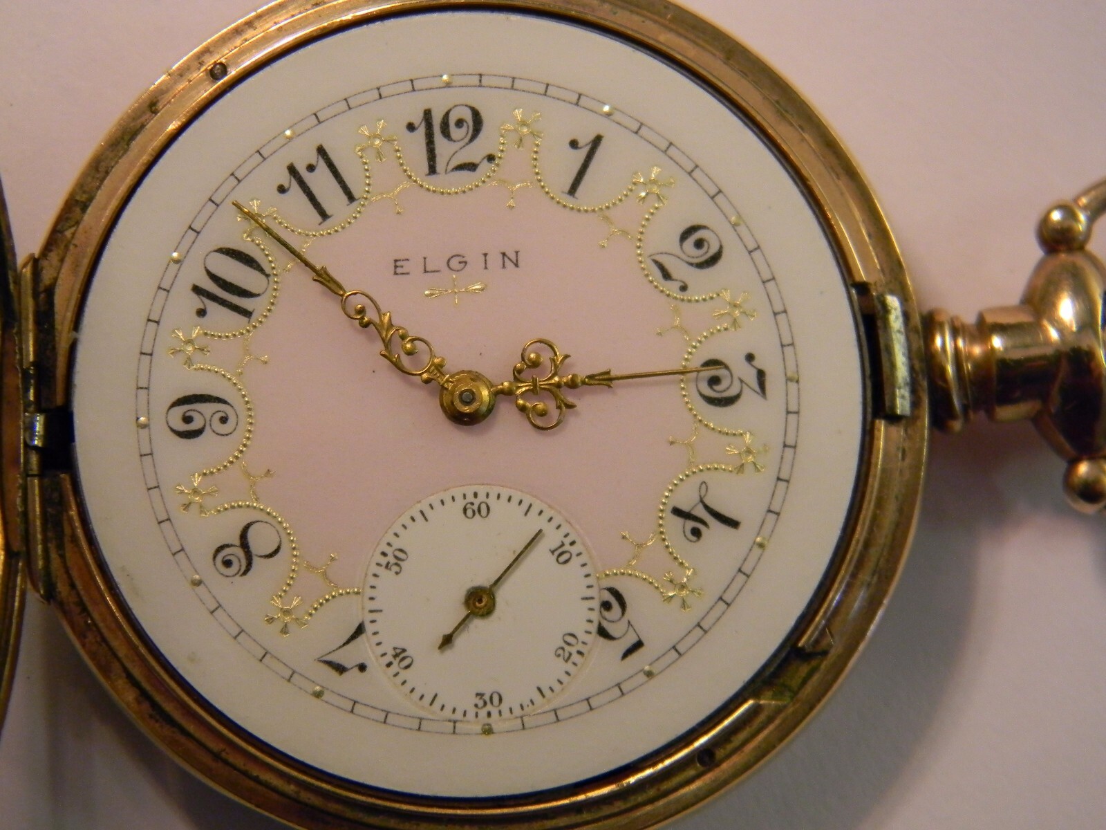 VINTAGE 1905 ELGIN 16S 25YR GF HUNTER POCKET WATCH - EX. FINE ORNATE DIAL - RUNS
