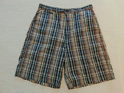 CHAPS DENIM STRIPED MENS SIZE 34 MULTI COLORED STRIPED PLAID SHORTS (C4007)