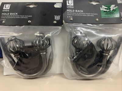 (2) Umbra Tie Back / Holdback In Dark Gray - Set of 2 Each. Hardware Included