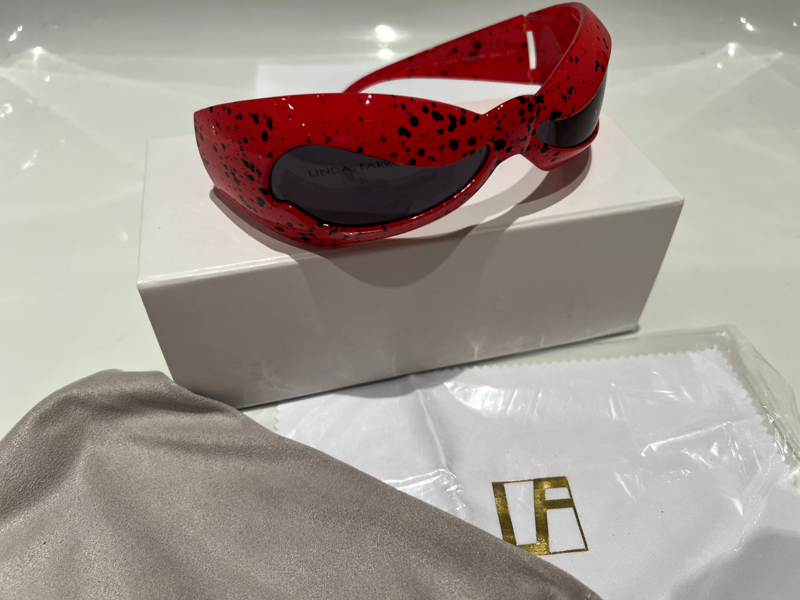 Pre-owned Linda Farrow Jeremy Scott Superhero Red Wave Mask Nuwave Sunglasses