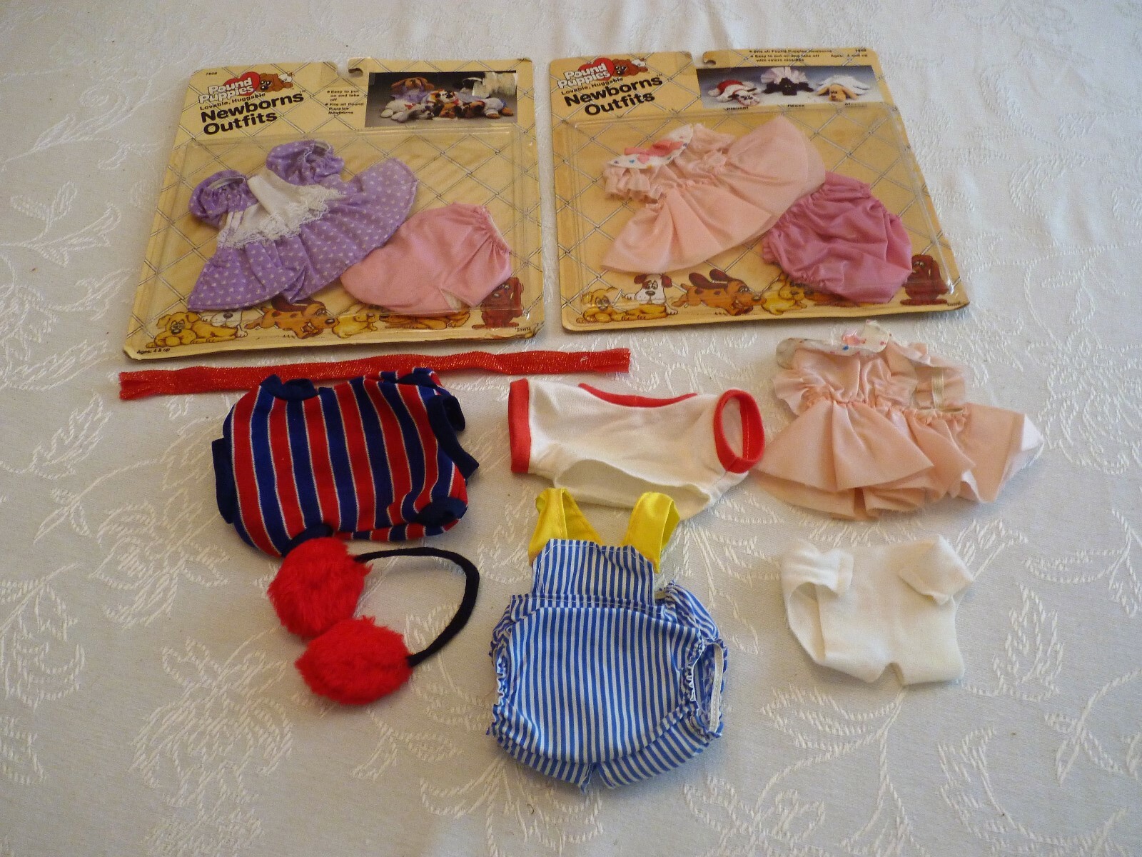 Vintage Tonka 1985 Pound Puppies Newborn Dark Brown With Clothes & Other Items