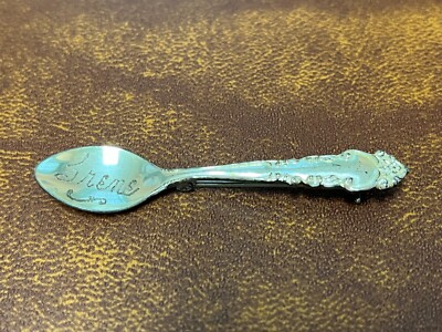 Vintage 40's Sterling Silver Miniature Souvenir 2.5  Spoon Pin Brooch Irene