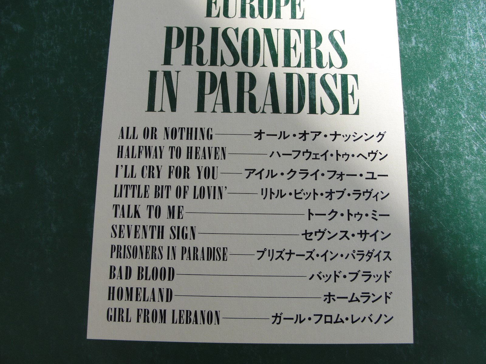 Europe- Prisoners In Paradise Guitar Tablature Book Japan