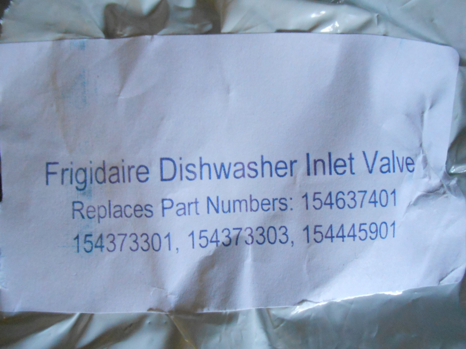 Frigidaire Dishwasher Water Inlet Valve