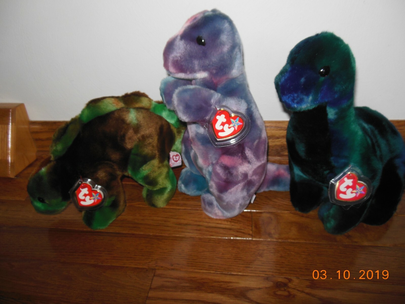 TY BEANIE DINO BUDDIES TRIO REX, STEG, BRONTY, NEW w/Tag Protectors CLEAN!