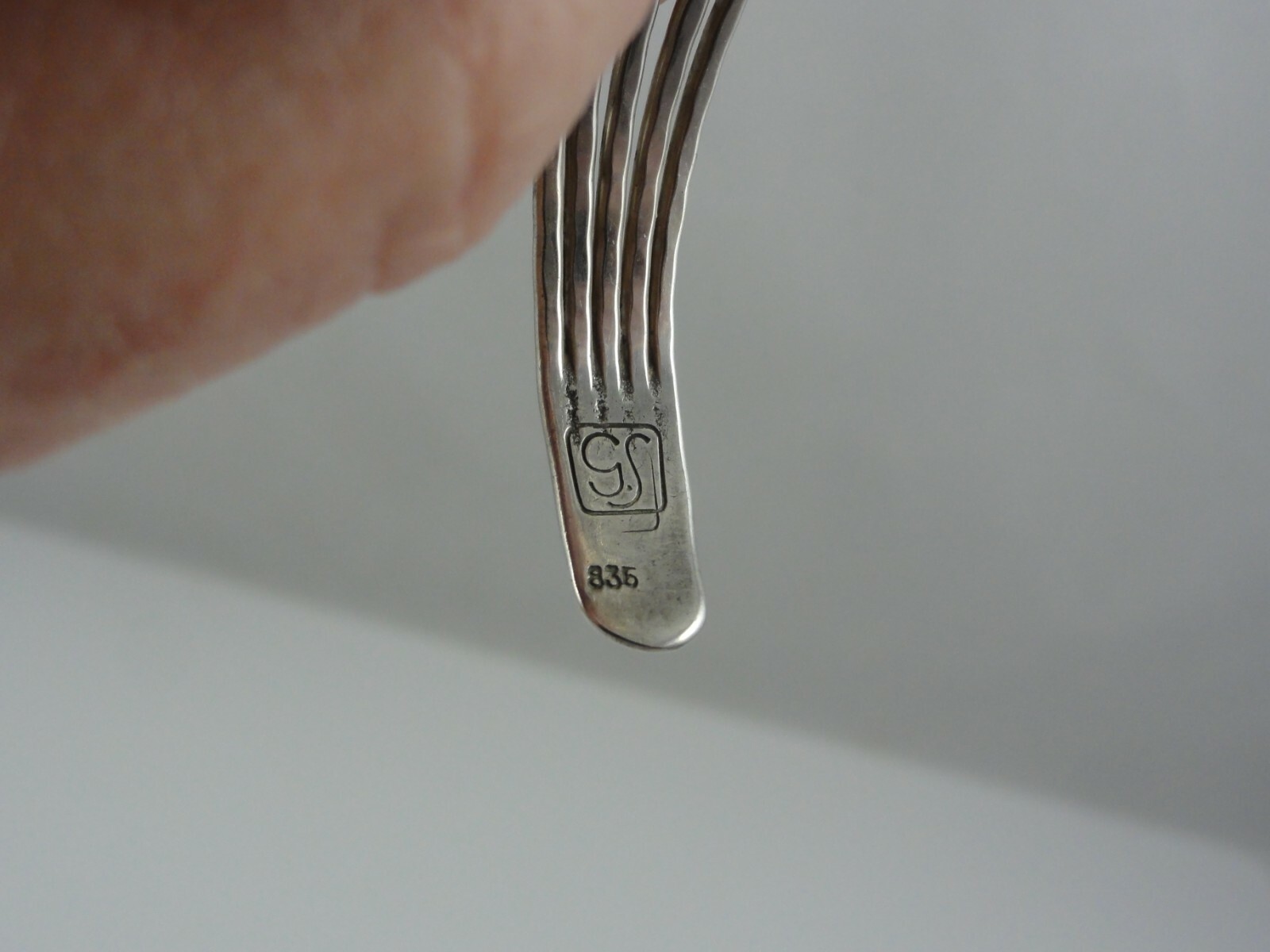 Vintage 835 Silver Sweden Open Work Five Bar Cuff Bracelet Marked 3 Crowns S