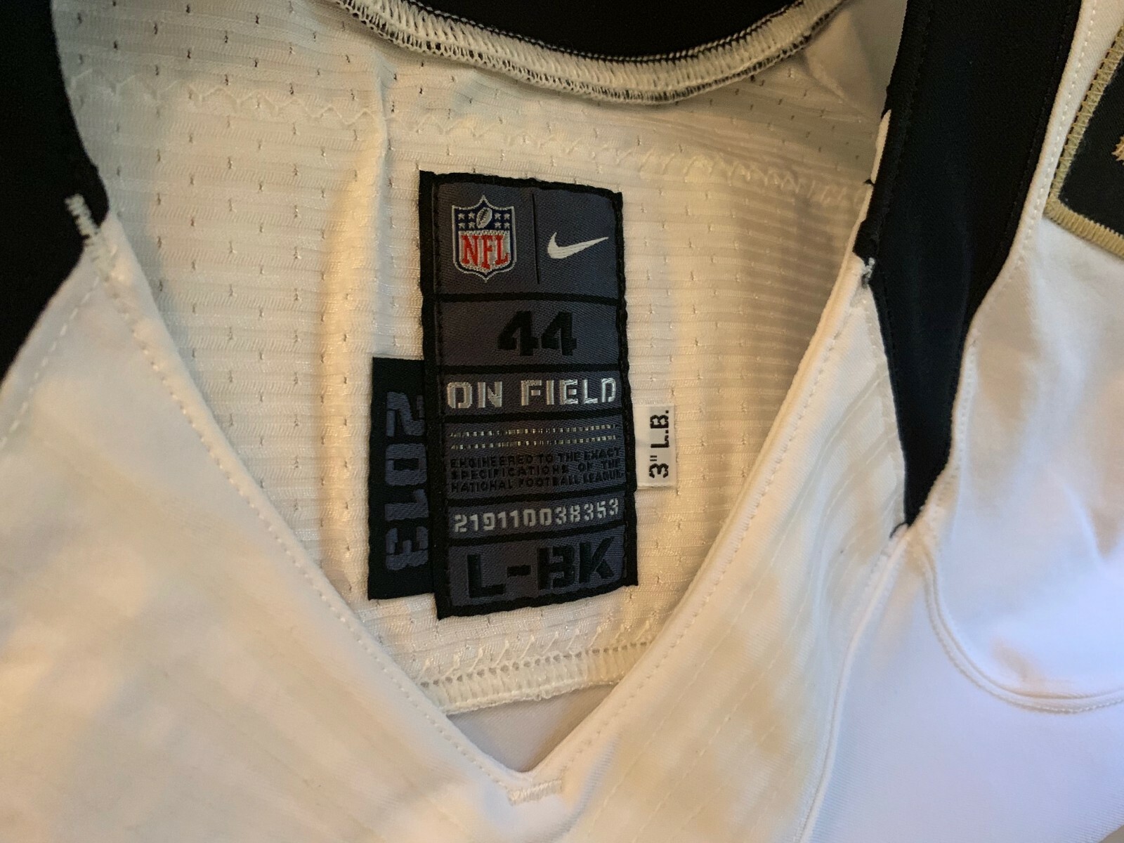 Rufus Johnson Jr - #59 New Orleans Saints Game Issue / Worn Jersey Sz44