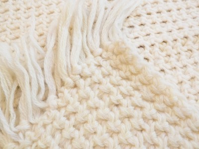 Vintage Double Knitted Wool blanket throw Stroller size 42