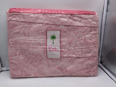 Lilly Pulitzer Bed Skirt Queen 100% Cotton Pink Pineapple Design