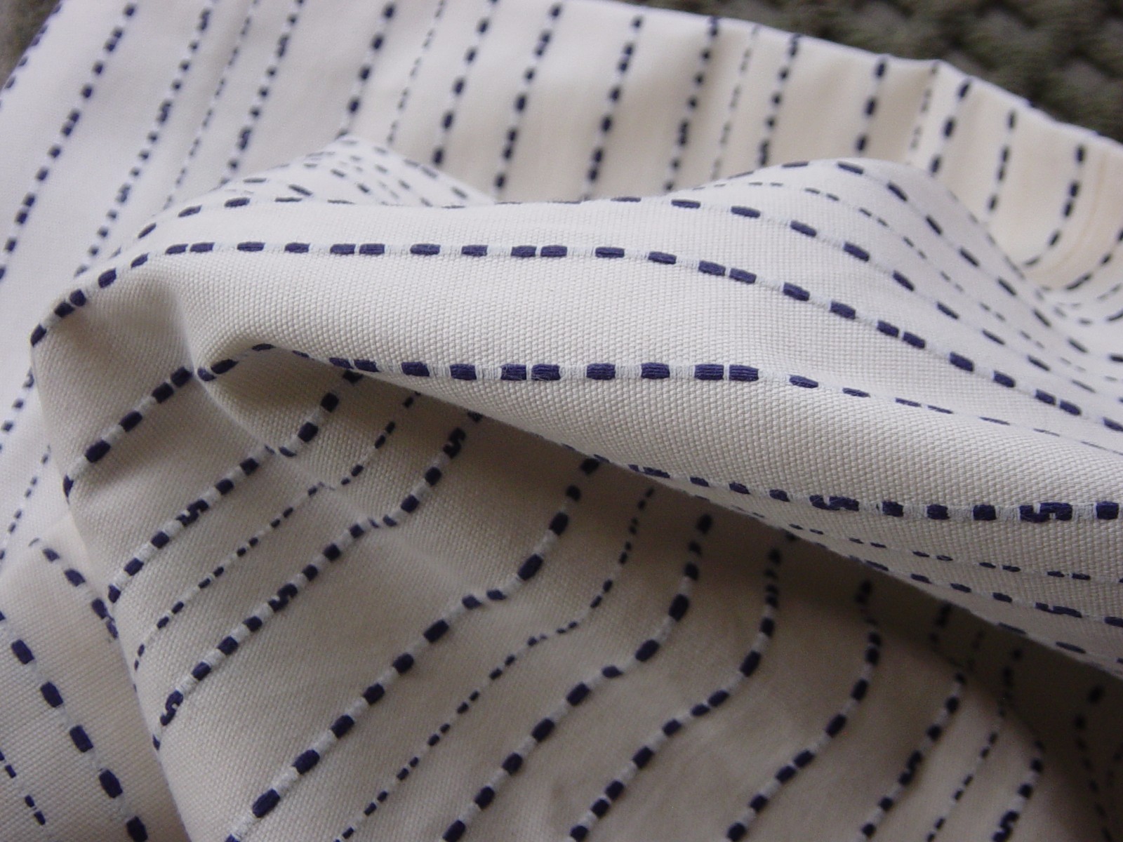 2 Vintage FABRIC Navy Stripes Curtain Panels Craft Quilting Project 40x52 Each