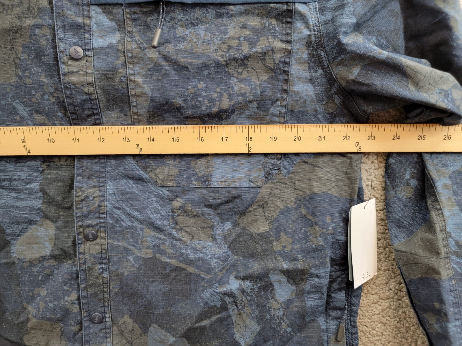 Bass Outdoor Ripstop Utility Shacket Men's L Navy Blazer Rock Camo Snap Closure - Picture 6 of 19