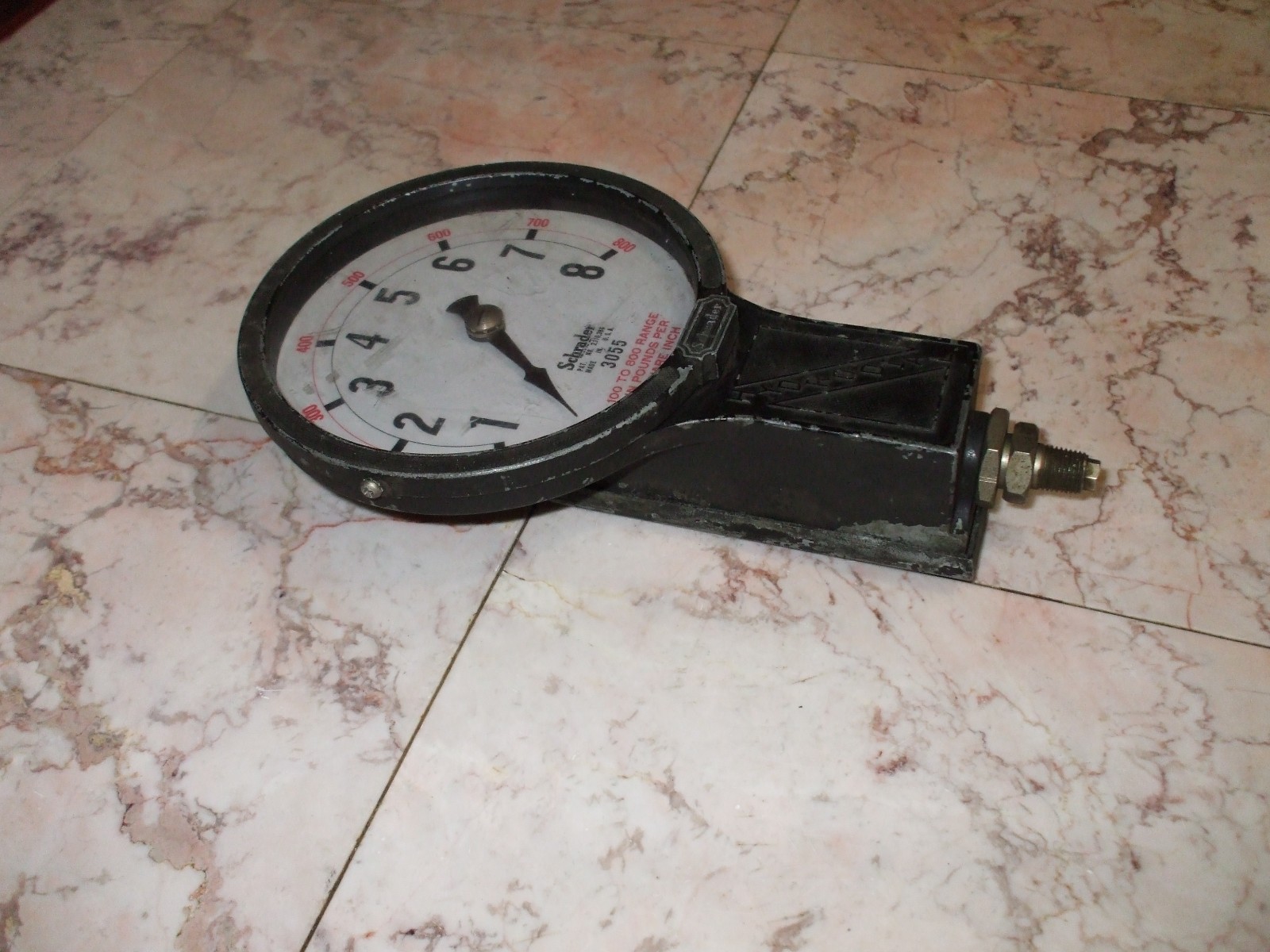 Steam Punk Vintage SCHRADER 6 INCH HYDRODIAL 100 TO 800 LBS GAGE #3055
