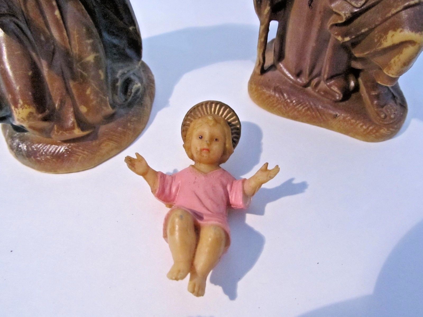 Vintage Plastic Nativity Set in the Italian Style 6 Pcs. Needs to be Repainted