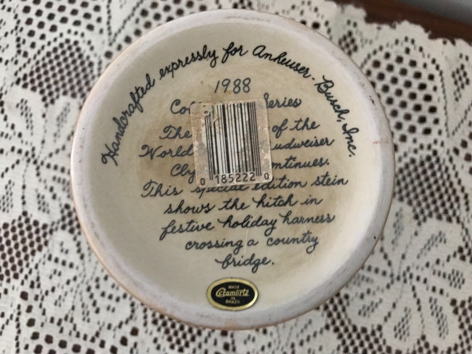 VINTAGE 1988 BUDWEISER BEER STEIN MUG COLLECTIBLES CLYDSDALES ANHEUSER BUSCH