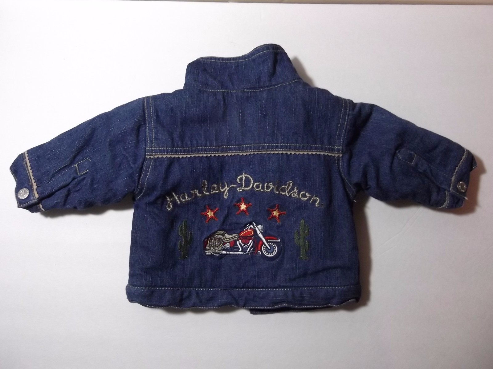 Harley Davidson 6-9 Month BORN TO RIDE Lined Coat Jacket Denim Lined Embroidered